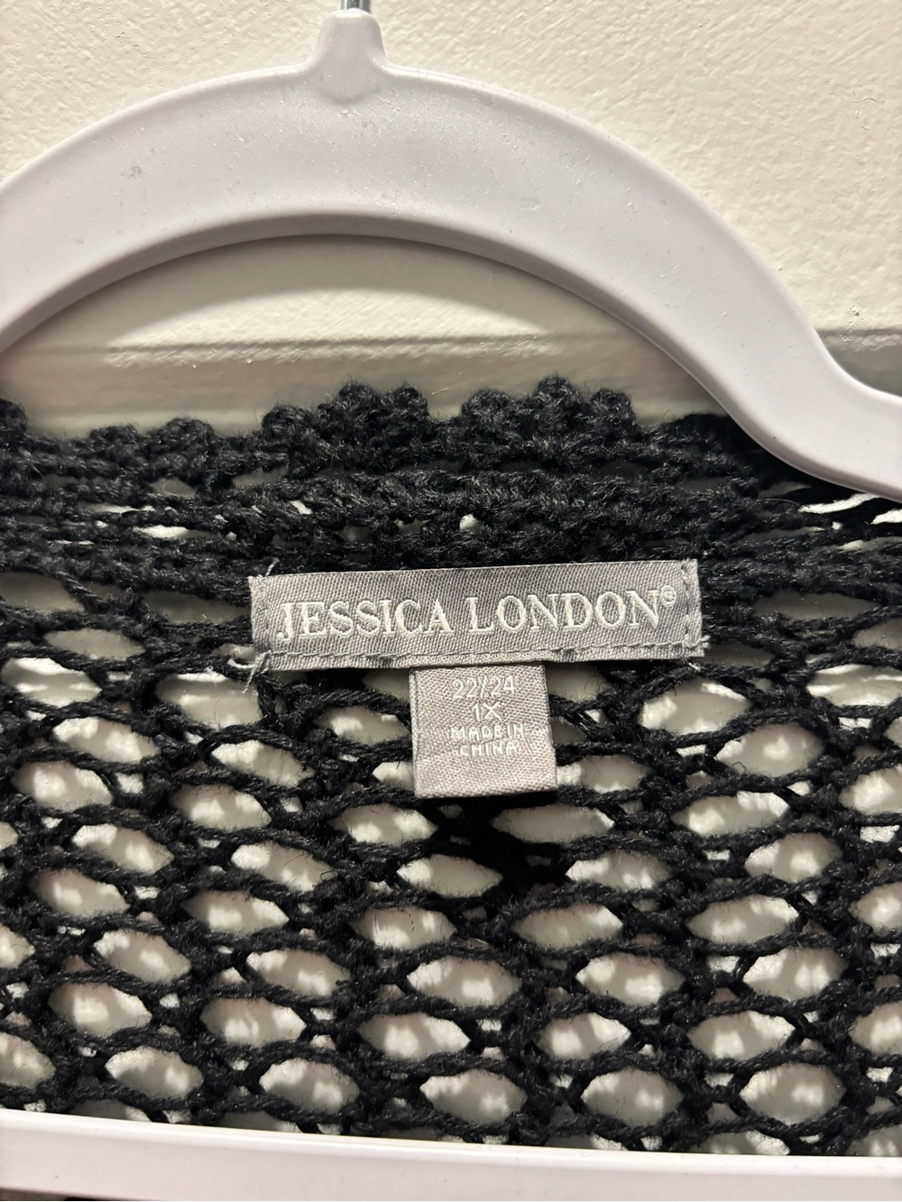 Jessica London Black Open-Knit Crochet Cardigan - Picture 2 of 3